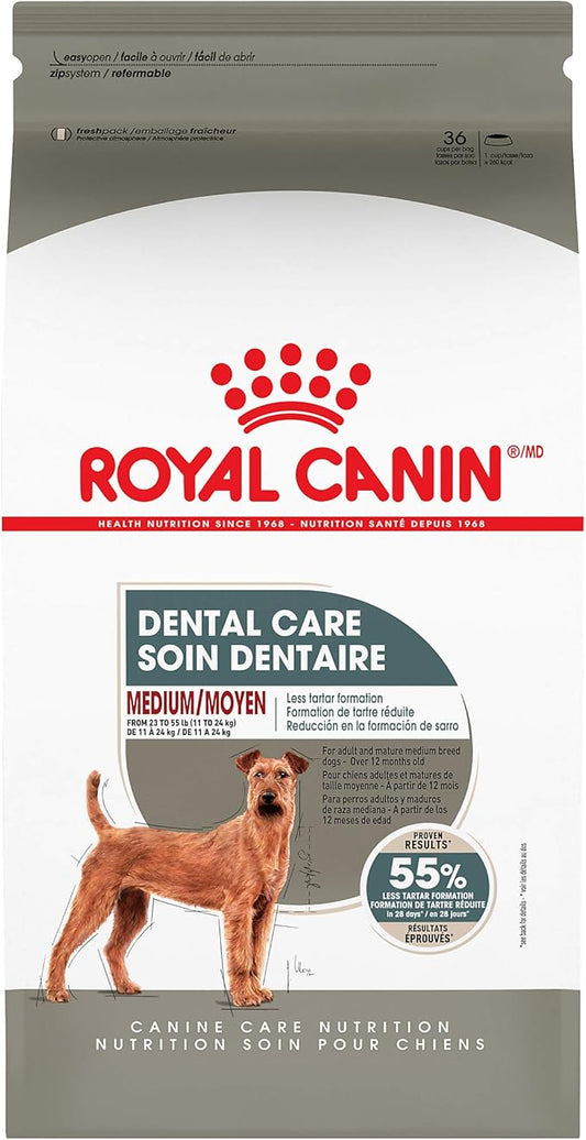 Royal Canin Canine Care Nutrition Medium Dental Care Adult Dry Dog Food, 28 lb Bag