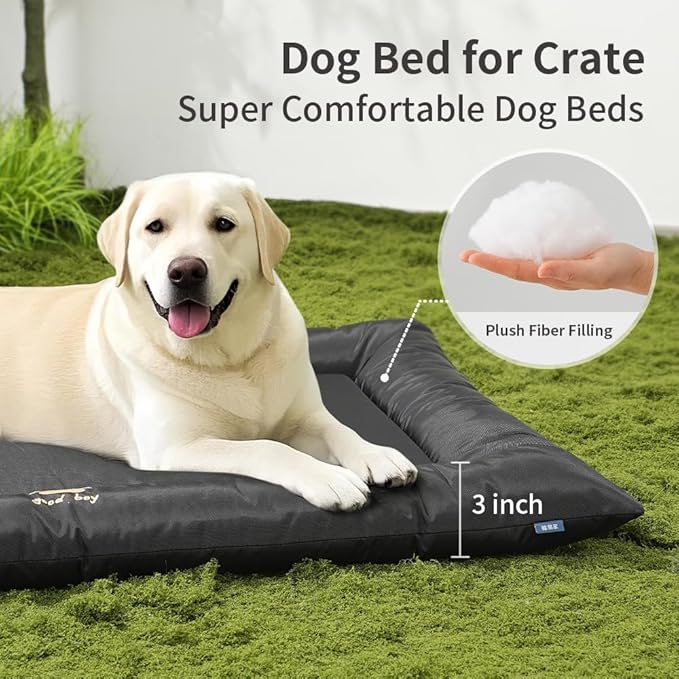 Dog Bed for Dog Crate Oxford Puppy Crate Pad Waterproof Pet Beds Outdoor Cage Mat Easy Rinse Black 42×28×3 Inch