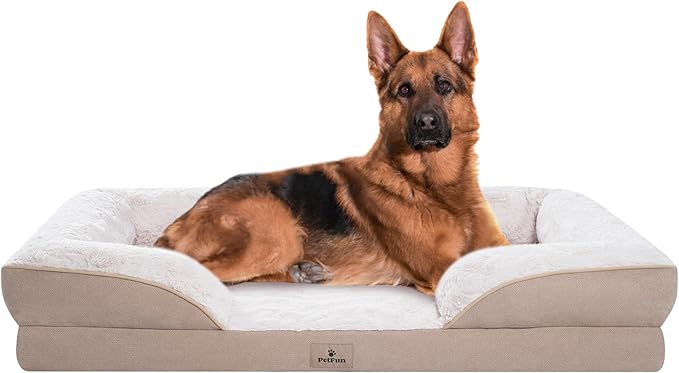 XL Orthopedic Dog Beds Large Sized Dog - Washable Large Dog Cat Bed Waterproof, Comfort Dogs Couch Sofa with Washable Removable Cover, Pet Bed with Nonskid Bottom, Beige, 48"