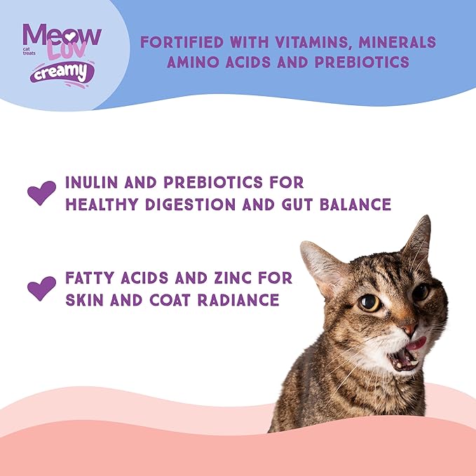 Ultra Chewy Meow Luv Tuna Recipe Lickable Cat Treats - Delicious Squeezable Cat Treats - Carrageenan Free - No Artificial Preservatives - Irresistible Snack - 0.5 Ounce Tubes (Pack of 10)