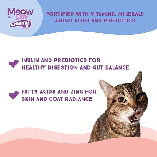 Ultra Chewy Meow Luv Tuna Recipe Lickable Cat Treats - Delicious Squeezable Cat Treats - Carrageenan Free - No Artificial Preservatives - Irresistible Snack - 0.5 Ounce Tubes (Pack of 10)