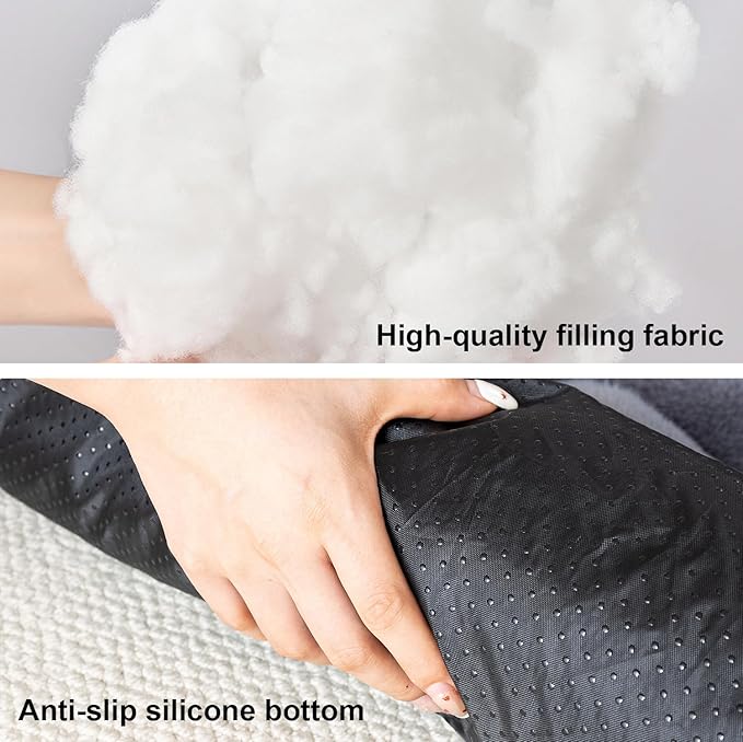 LiveGo Fuzzy Calming Dog Sofa Bed Mat, Washable Plush Couch Cover for Dog, Furniture Protector Pet Sofa Mat for Dogs and Cats, Fluffy Dog Couch Bed with Anti-Slip Bottom (Gray, 29.5"*29.5")