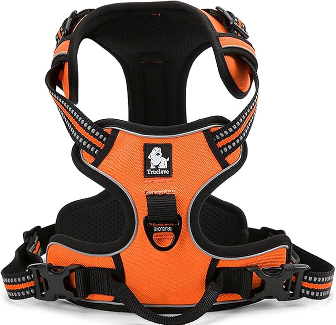 TRUE LOVE Adjustable No-Pull Dog Harness Reflective Pup Vest Harnesses Comfortable Control Brilliant Colors TLH5651(Orange,S)