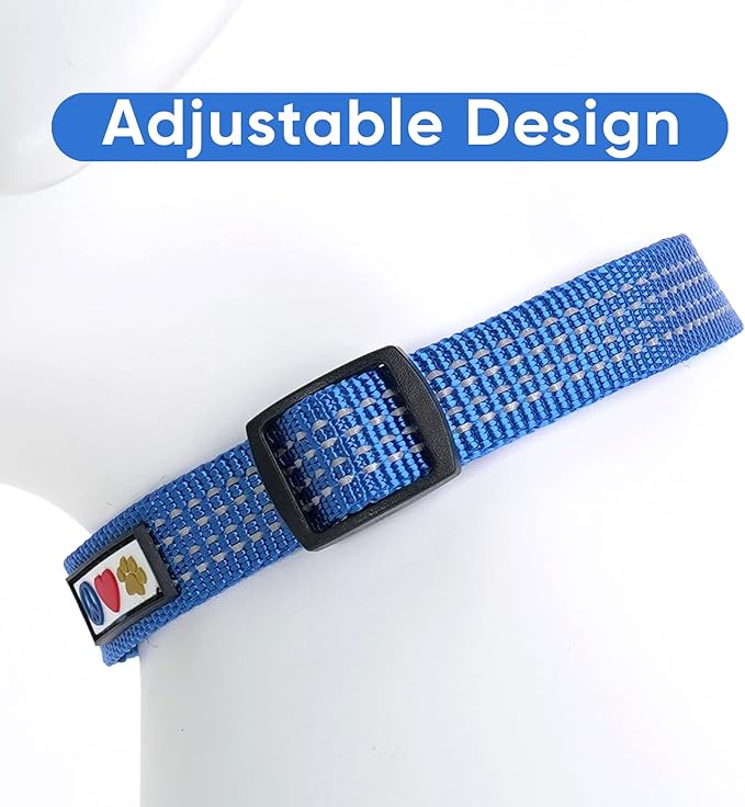 PAWTITAS Reflective Dog Collar Medium Blue 3/4 Inch