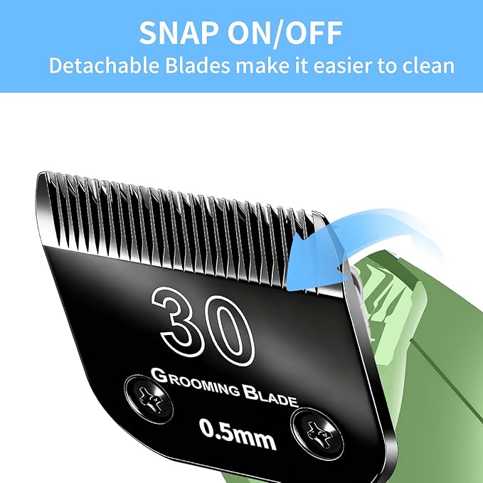 3 Pcs Size 30# Detachable Dog Grooming Blades, Compatible with Andis, Oster A5, Wahl KM10 Series Clippers, Cut Length 0.5mm, Black (30# 0.5mm, 3Pcs)