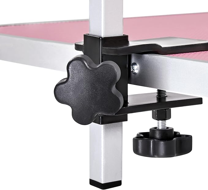 Yaheetech 46'' Pet Grooming Table for Large Dogs Adjustable Height - Portable Trimming Table Drying Table w/Arm/Noose/Mesh Tray Maximum Capacity Up to 265Lb -Pink