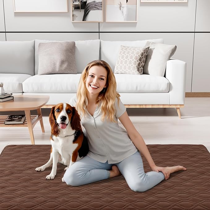 Smiry Waterproof Dog Blanket, 40x50 Inch Soft Pet Bed Cover Reversible, Washable Sofa Couch Furniture Protector for Small Medium Large Dog Puppy Cat, Geometric, Brown/Chocolate