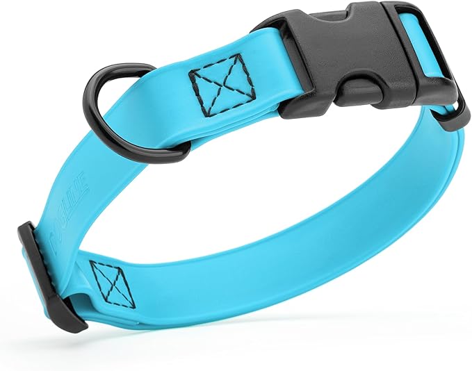 Dogline Durable Biothane Waterproof Collar for Dogs - Odor-Resistant Coated Webbing, Quick-Release Design, Comfortable Adjustable Fit, 1" W by 15-25" L, Sky Blue