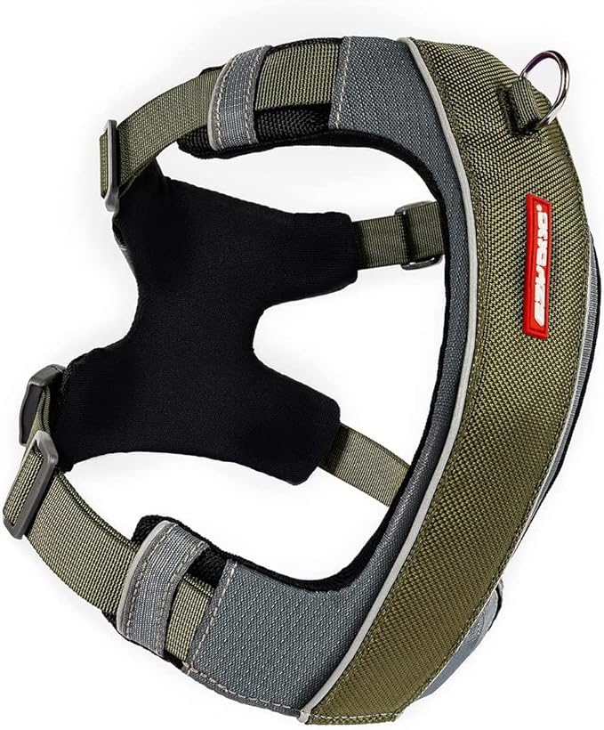 EzyDog X-Link Dog Harness – Reflective and Padded No Pull Dog Harness for Training and Everyday Walks with 2 Leash Attachment Points (Large, Olive)