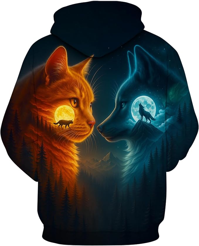 Blissboy Novelty Long Sleeve Hoodie Funny Cat Print Sweatshirts