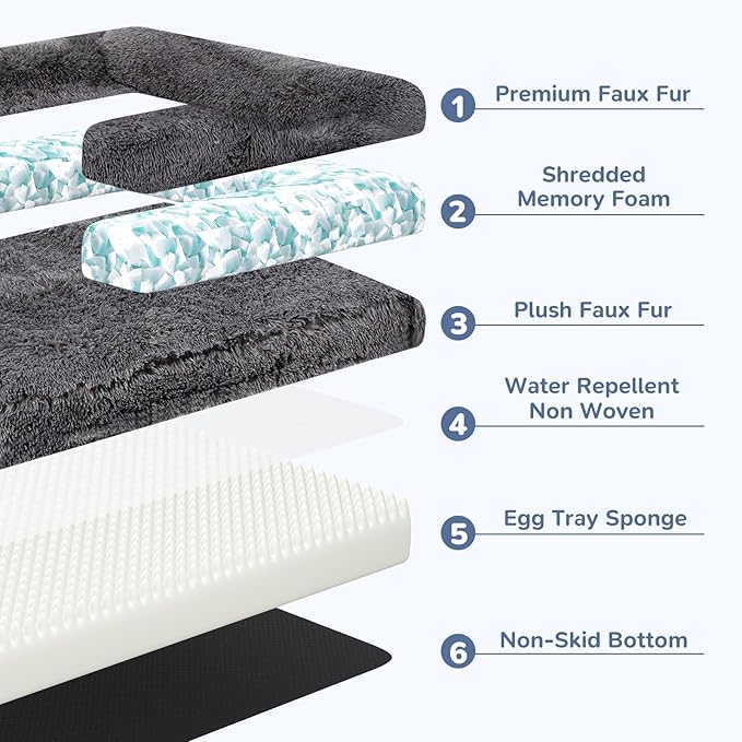 Foldable Human Dog Bed for Adults, Fluffy Human Sized with Blanket, Orthopedic Washable Dog Bed with Memory Foam and Water Repellent Liner Large for Pet (Grey-2, 72 * 44 * 12 inch)