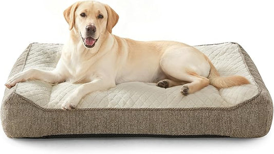 JOEJOY XL Orthopedic Dog Beds Large Sized Dog, Extra Thick Supportive Big Dogs Couch Bed with Sides and Waterproof Lining, Ultra Soft Pet Bed Sofa for Large Dogs, Beige, 42inch
