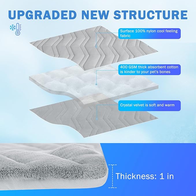 SCENEREAL Dog Cooling Mat for Crate, Thicken Self-Cooling Dog Pad Reversible (Cool & Warm), 48"x28" Pet Cool Bed for M Large XL Dogs,Kennel Sofa Mats Machine Washable, Durable Non-Toxic Gel, Outdoor