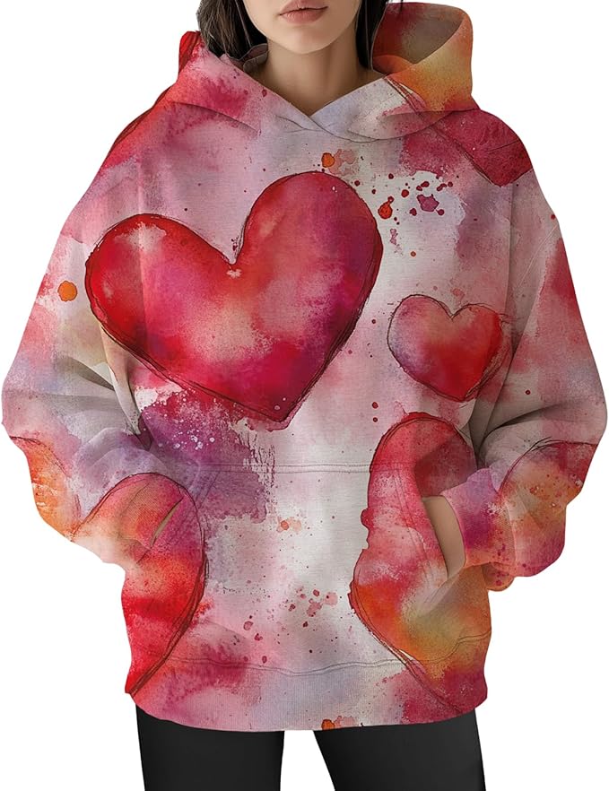 Womens Cat Print Hoodies Trendy Funny Cat Graphic Long Sleeve Sweatshirt Y2k Streetwear Hooded Pullover Tops