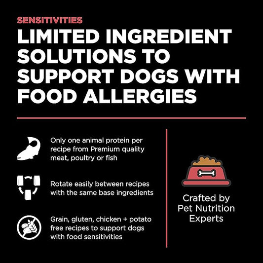 Go! Solutions Sensitivities Limited Ingredients, Grain-Free Dry Dog Food, Salmon Recipe for Sensitive Stomach, 22 lb Bag