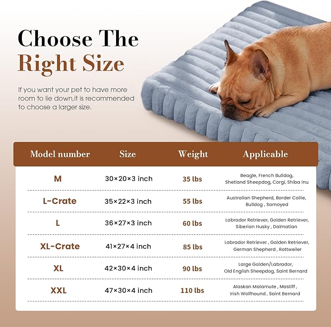 Dog Beds for Extra Large Sized Dog, Orthopedic Pet Bed with Waterproof Lining, Soft Short Plush Surface & Egg Crate Foam, Machine Washable Pet Mat with Removable Cover & Anti Slip Bottom