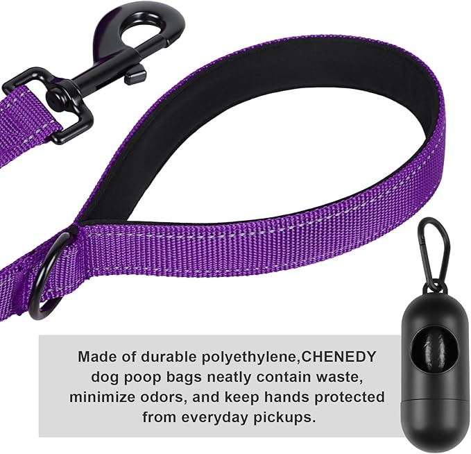 Dog Leash, Short Dog Leash, Leashes for Large Breed Dogs,Traffic Padded Handle- Reflective Training Lead, Perfect for Medium to Large Dogs(12 Inch, Purple)