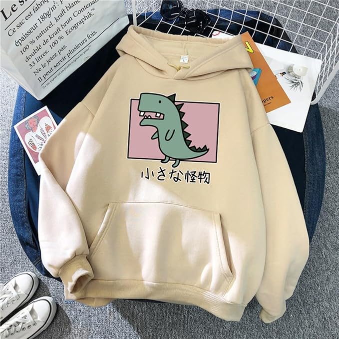 Women Girl Hoodies Cute Cat Ear Novelty Printed Pullover Sweatshirt