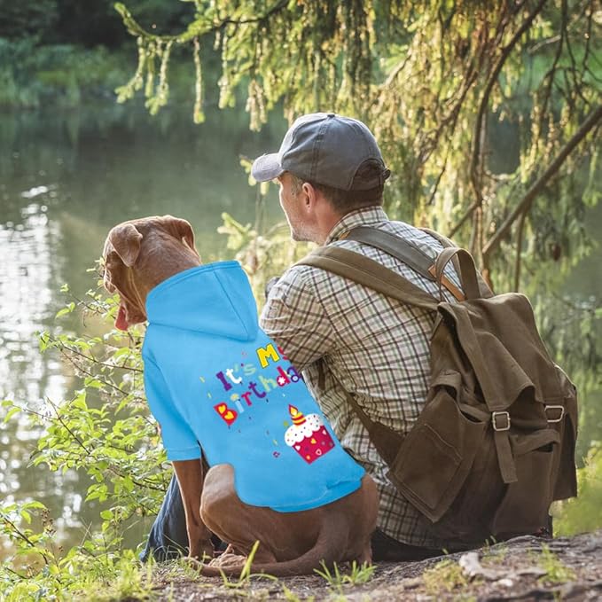 GreenJoy Dog Sweater Dog Hoodie Cold Weather Coat Hooded Sweatshirt for Puppies,Cats, Small Medium Large Dogs (Blue(It's My Birthday), X-Large)