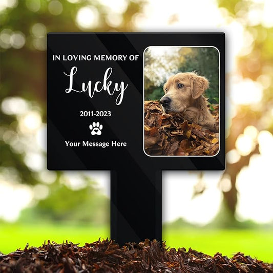Bfi Gift Personalized Dog Memorial Grave Markers - Remembrance Keepsakes with Pet Photos - Garden Decor for Pet Loss Bereavement