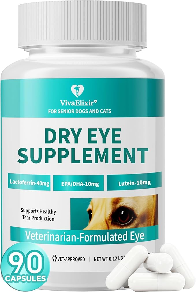 Dry Eye Relief for Dogs – Actoferrin, Black Currant Seed Oil, Omega-3 (EPA/DHA), Lutein & Taurine | Supports Eye Moisture & Reduces Dry Eye Symptoms