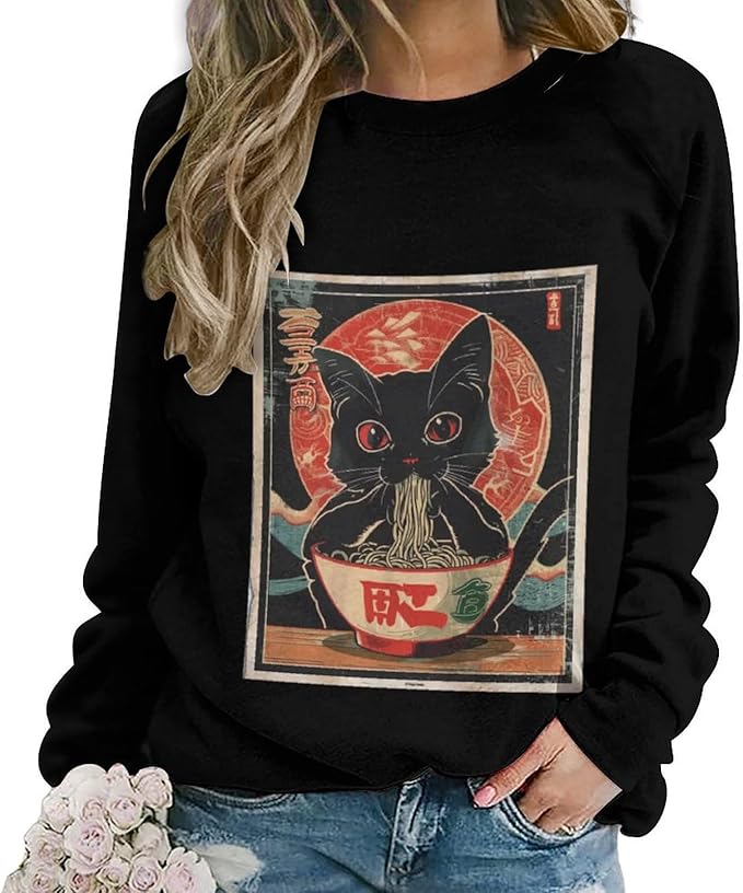 Womens Ugly Christmas Sweatshirt Funny Cat Dog Printed Xmas Pullover Shirts Crewneck Long Sleeve Graphic Hoodies
