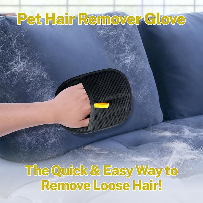 Pet Hair Removal Glove for Dogs and Cats - Magic Brush for Cat and Dog Fur Removal on Upholstery, Clothes, Car Seats - Fast & Easy Pet Hair Mitt for Shedding Control