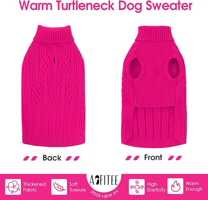 AOFITEE Small Dog Sweater, XS Dog Sweater Puppy Sweaters Girl Boy, Turtleneck Dogs Christmas Sweaters Pet Knitwear, Pet Sweatshirt Warm XSmall Fall Clothes for Yorkie, Chihuahua, Shih-tzu, XS
