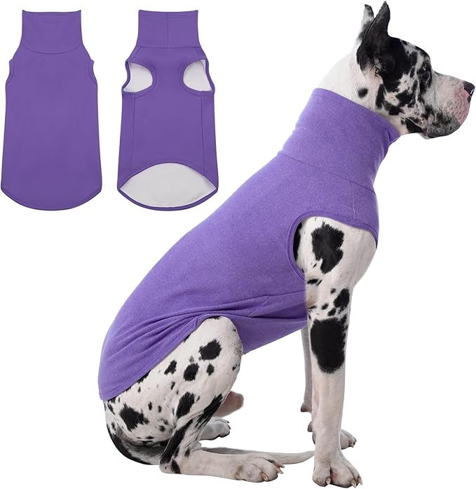 IECOii 4XL Dog Sweater - Stretch Fleece Sweater with Turtleneck,Purple,XXXX-Large, Warm Pullover Sweatshirt Pajamas for Indoor Sleeping/Outdoor Walking, Comfort Fit for Giant Breeds Like Great Dane