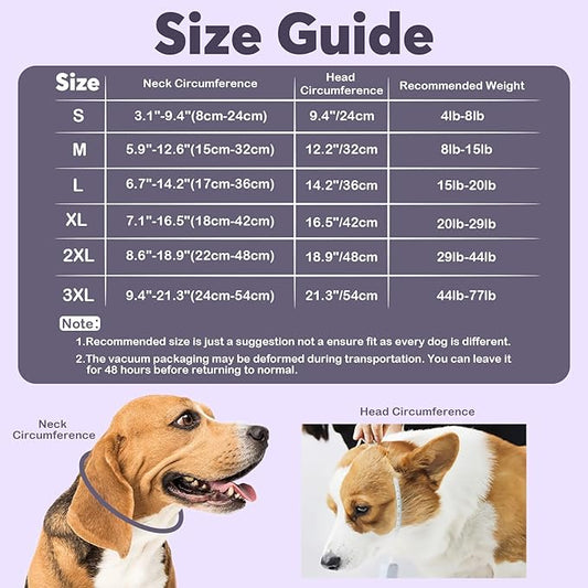 IDOMIK Dog Recovery Collar, Waterproof Soft Dog Cone After Surgery, Comfy Protective Elizabethan Collar Alternative for Dogs Cats, Adjustable Pet Neck Donut Cone Anti-Licking Biting Wounds,Grey,3XL
