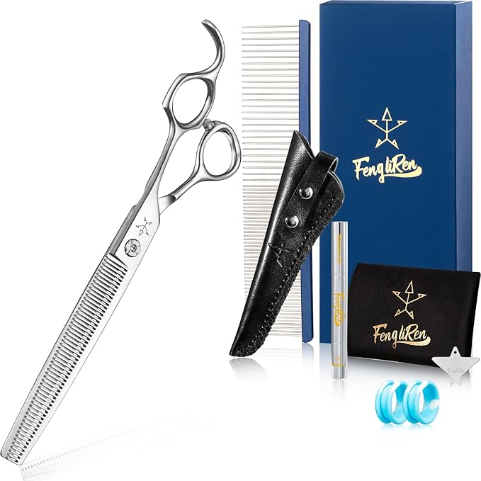 High-end Professional Dog Grooming Thinning Scissors Teeth Cutting Blending Shears Pet Texturizing Shears 7.5 Inch Extremely Very Sharp Stainless Steel Alloy For Cat Other Animals Groomer