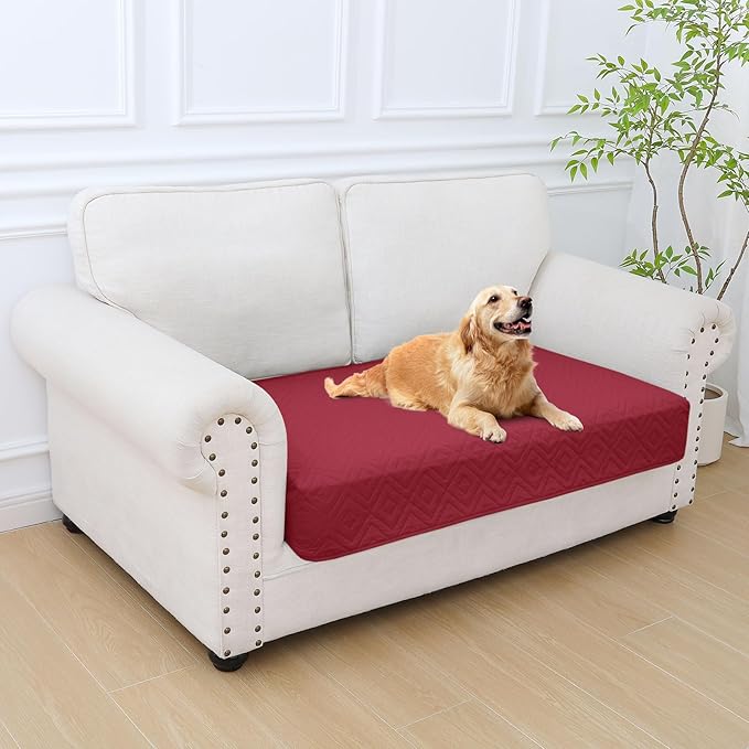 hyha Waterproof Dog Blanket, Soft Dog Bed Cover Pet Blankets, Waterproof Sofa Couch Cover for Dogs Washable, Reversible Pet Couch Covers for Sofa Furniture (30x53 Inch, Wine Red/Beige)