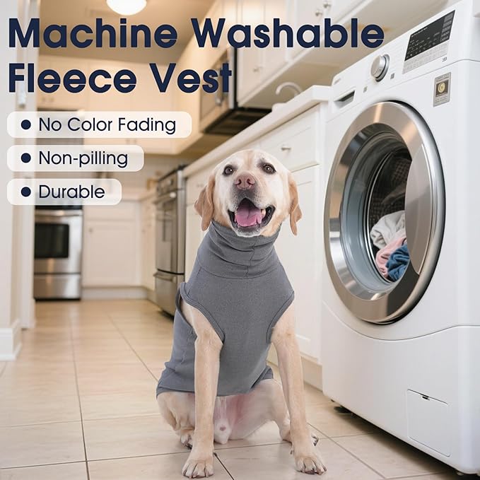 IECOii XXXL Dog Sweater - Snug Dog Turtleneck Sweater, Grey,XXX-Large, Warm Christmas Winter Pullover Sweatshirt,Machine Washable Fleece, Extra Stretchy for Extra Large Dogs Like Labrador,Doberman