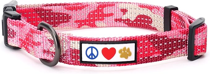 Pawtitas Reflective Dog Collar - Adjustable, Large Dog & Puppy Collar - Camouflage Pink