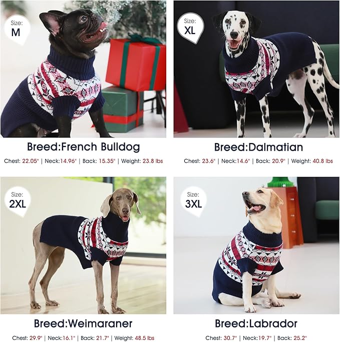 IECOii XXXL Dog Sweater,Extra Large Dog Sweater for Large Dogs Girl Boy,Knitted Warm Dog Turtleneck Sweater for Halloween Christmas Outfit,Blue Dog Sweater for Golden Retriever,Labrador,XXX-Large