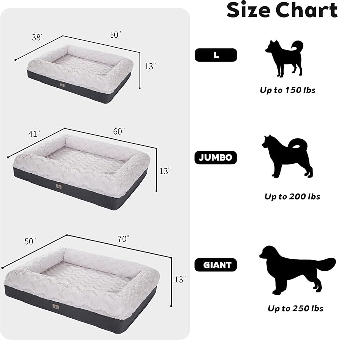 Memory Foam XL Dog Bed for XLarge Sized, Extra Large Orthopedic Dog Sofa with Sides and Waterproof Liner, Washable Bolster Pet Bed Couch with Removable Cover, 60x43x13 Inch, Beige