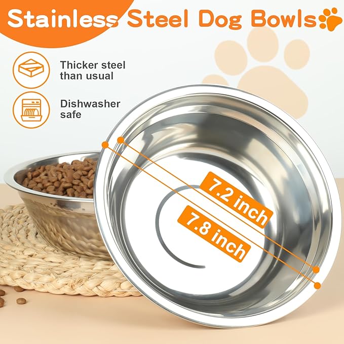 Elevated Dog Bowls with 2 Thick 50oz Stainless Steel Food Bowls, Raised Stand Adjusts to 5 Heights(3.9", 8.8", 10.4", 11.9", 13.4") for Medium and Small Dogs, Grey