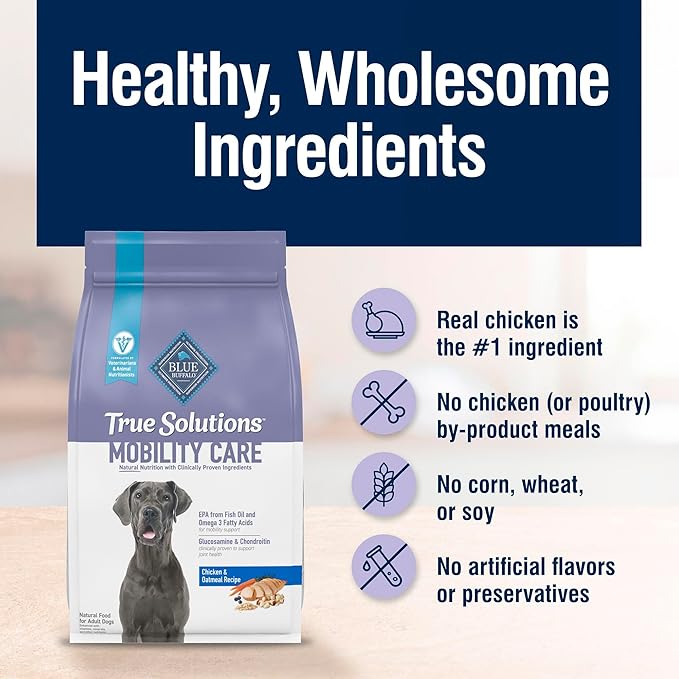 Blue Buffalo True Solutions Mobility Care Natural Dry Dog Food for Adult Dogs, Chicken, 4-lb. Bag