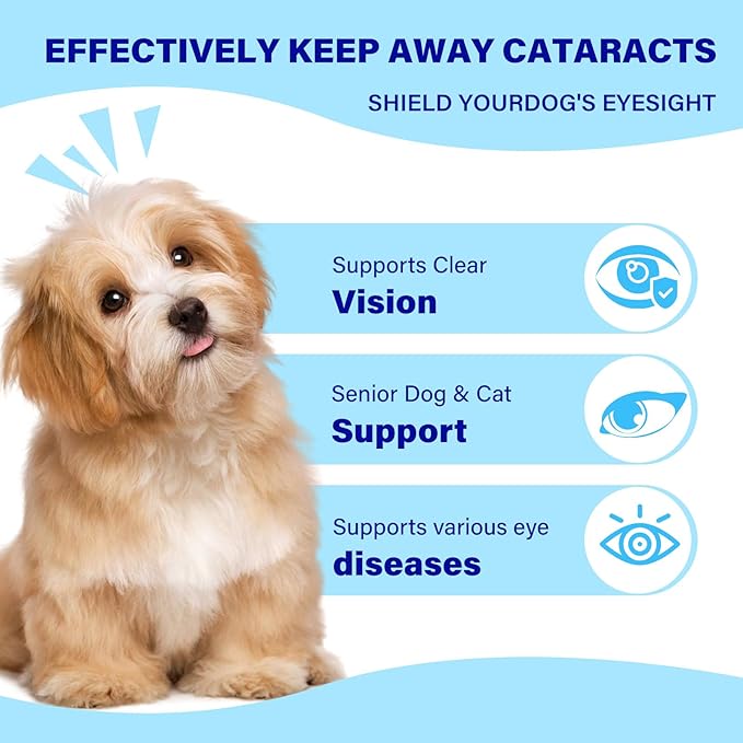 Eye Supplements for Dogs - Vision Support Soft Chews with Lutein, DHA & Vitamin C | 120ct Salmon Flavor Tear Stain Chews | Cataract & Dry Eye Relief Supplement (90 Ct)