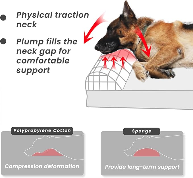 Laifug Orthopedic Memory Foam Extra Large Dog Bed with Pillow and Durable Waterproof Liner and Removable Washable Cover and Smart Design (Large (46" x 28" x 8"), Brown)