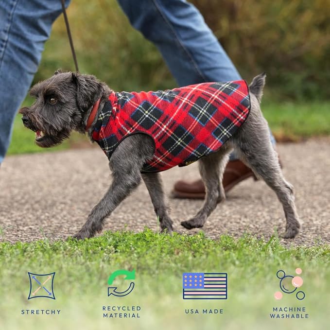 Goldpaw Stretchy Fleece Jacket for Small Dogs - Super Soft, Warm Dog Sweater - Pet Sweater Vest for Fall and Winter - Canine Clothes Made in The USA - Machine Washable - Paprika - Size 12