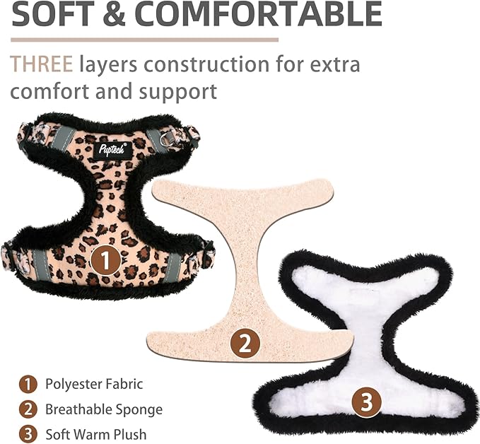 PUPTECK Dog Harness and Leash Set Small Sized, Step in No Pull Adjustable Puppy Cat Harness Reflective Pet Vest