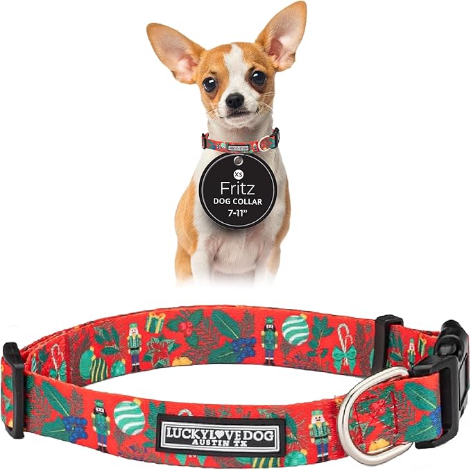 Lucky Love Dog - Adjustable Dog Collar with Easy Click Buckle for Small to Large Ones, Durable, & Comfortable for Male & Female Dogs, Pet Collar for Puppies & Adult Dogs - Fritz, XS