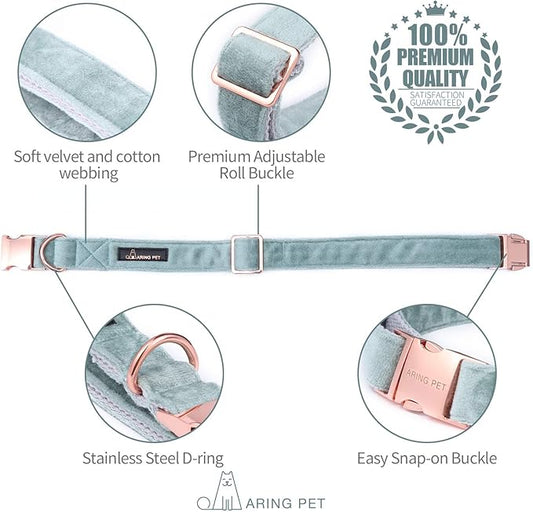 ARING PET Dog Collar and Leash, Velvet Dog Collar and Leash Set, Soft & Comfy, Adjustable Collars for Dogs