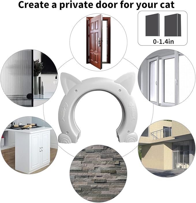 Fhiny Cat Door Interior Door, Back Friendly Kitten Doors Without Flap for Wall Durable and Easy to Install Adds Privacy Pet Door Up to 30 Lb Cute Pass Hole Corridor for Cats Doggies
