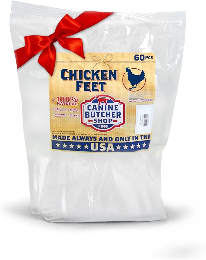Chicken Feet Dog Treats, Raised & Made in USA (60-Pack), Dehydrated Chicken Feet, All Natural Dog Chews & Snacks