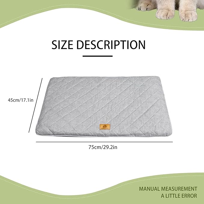 All-Season Dog Bed, Soft & Comfortable Dog Kennel Pad for Crate Durable Mat for Dogs & Cats,Ideal for Crate, Kennel(Gray, Large)