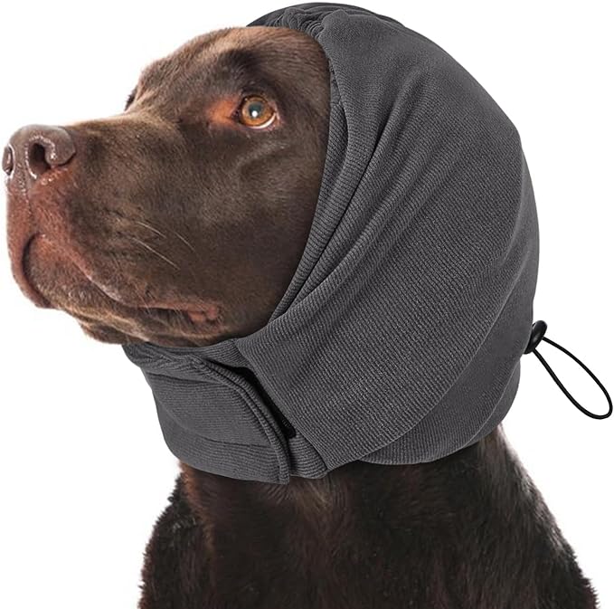 KOESON Dog Calming Hoodie, No Shake Ear Wrap for Dogs Hematoma, Anxiety Relief Dog Head Muffs for Noise Protection, Grooming, Drying, Fireworks & Thunder, Soft Neck Warmer & Ear Cover for Dogs & Cats