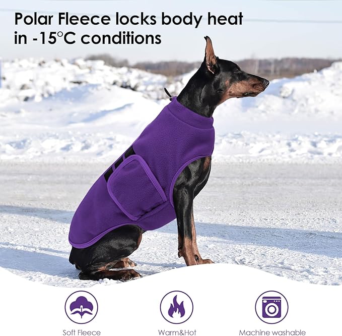 Dog Sweater,Adjustable Dog Sweaters for Small, Medium and Large Dogs Boys Girls, Dachshund Chihuahua Fleece Dogs Sweater(Purple,XS)