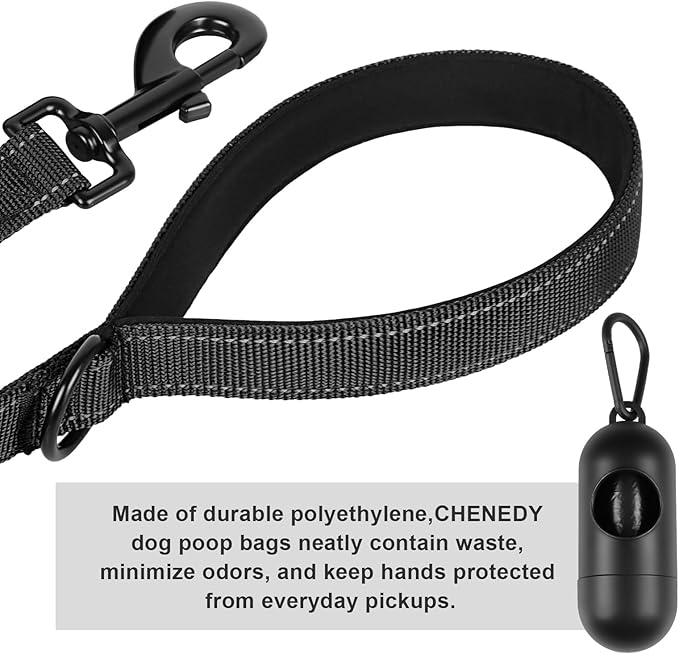Dog Leash, Short Dog Leash, Leashes for Large Breed Dogs,Traffic Padded Handle- Reflective Training Lead, Perfect for Medium to Large Dogs(24 Inch, Black)